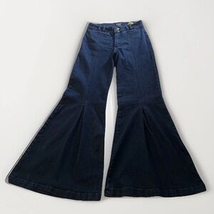 Anthropologie Maeve Extreme Wide Leg Pleated Bell Bottom Jeans Size 24